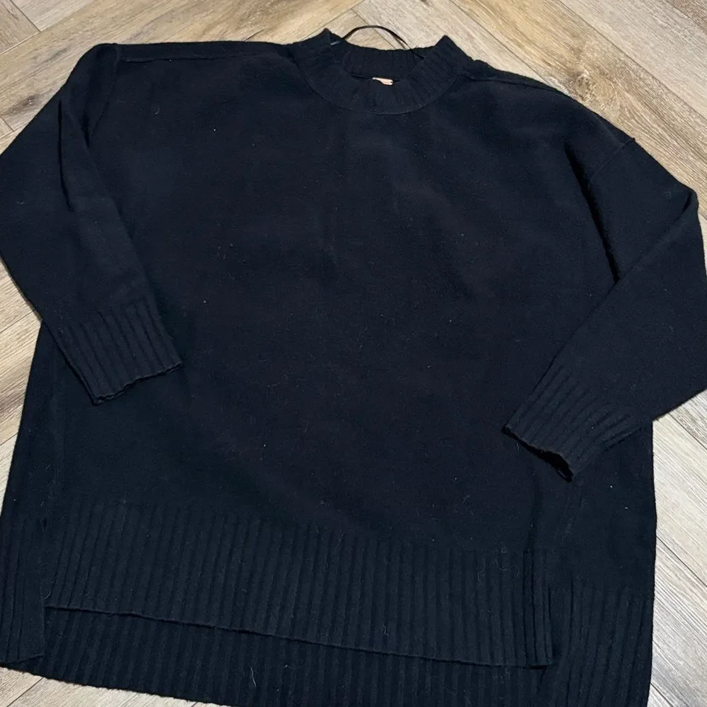 Free People Phoebe Tunic Sweater Black